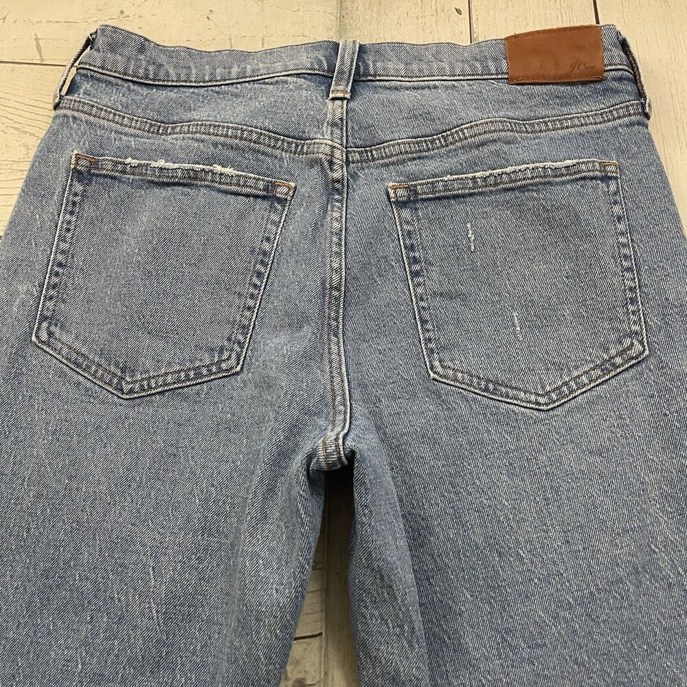 J. Crew Women's Size 29 Blue 9" Demi Boot Crop Light Wash Distressed Denim Jeans - Picture 2 of 8